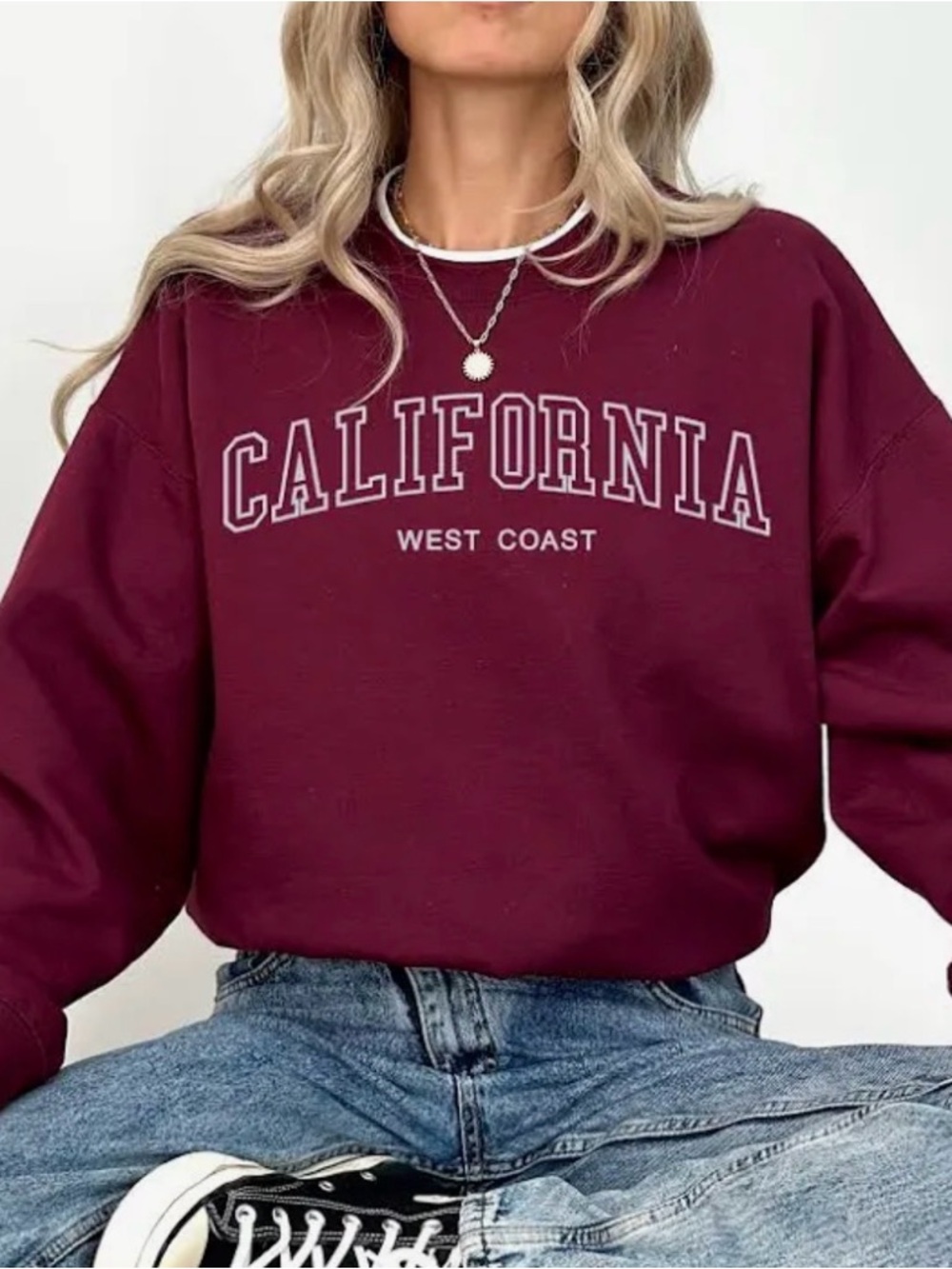 Grey 'California West Coast' Crewneck Sweatshirt